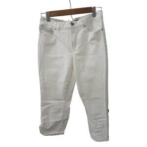 Lauren Jeans Co White Capri Detail w. Button Pockets Ralph Lauren Petite 2P